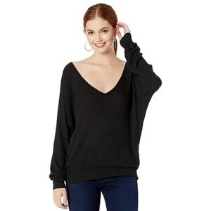 Free People Women's Santa Clara Thermal Long Sleeve Pullover Black Size XS